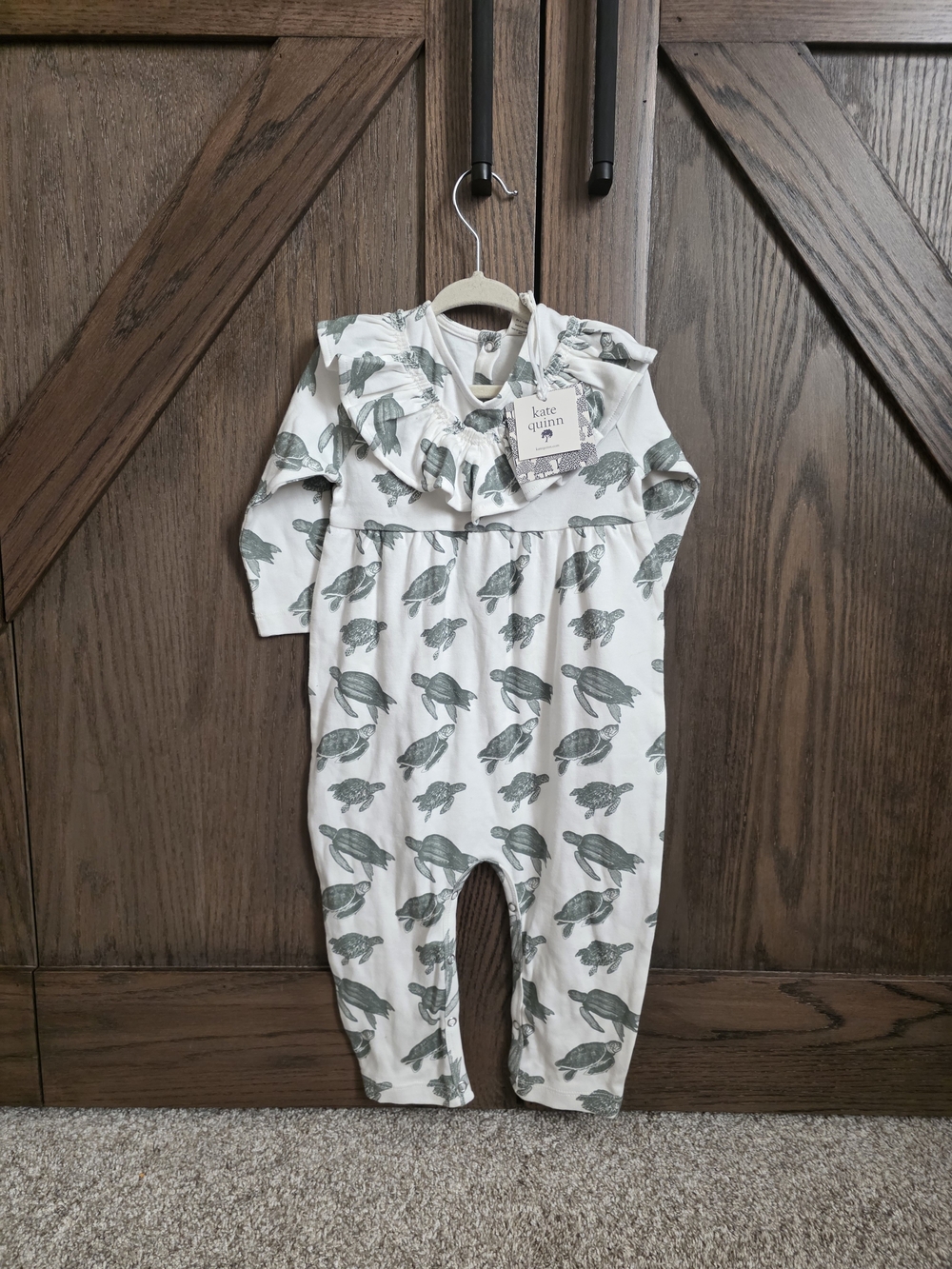NWT Kate Quinn Green Turtle Print Baby Romper